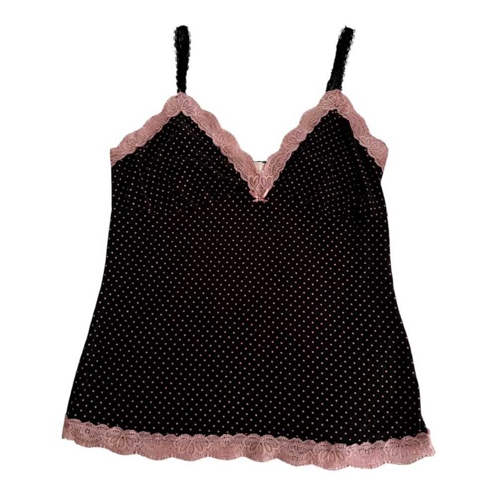Victoria Secret Angels Black and Pink Lace Trim Cami